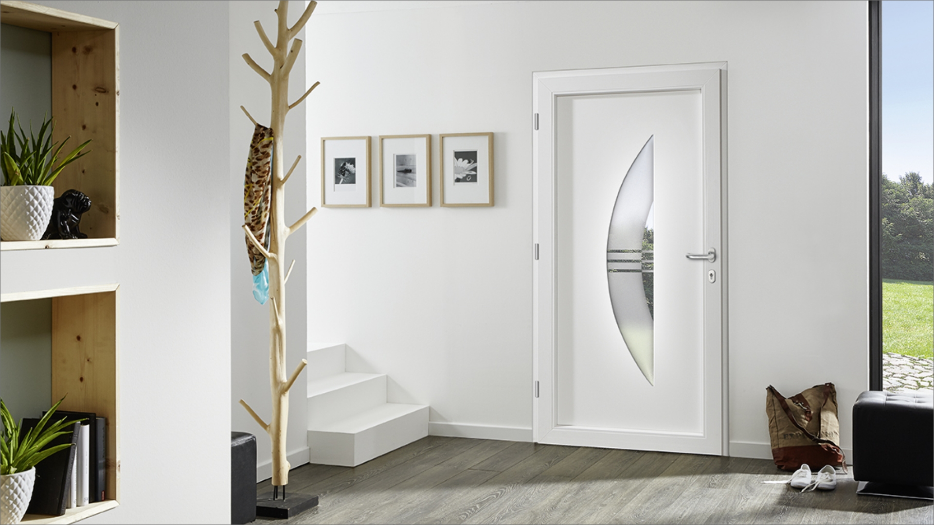 porte d'entrée PVC bleu 